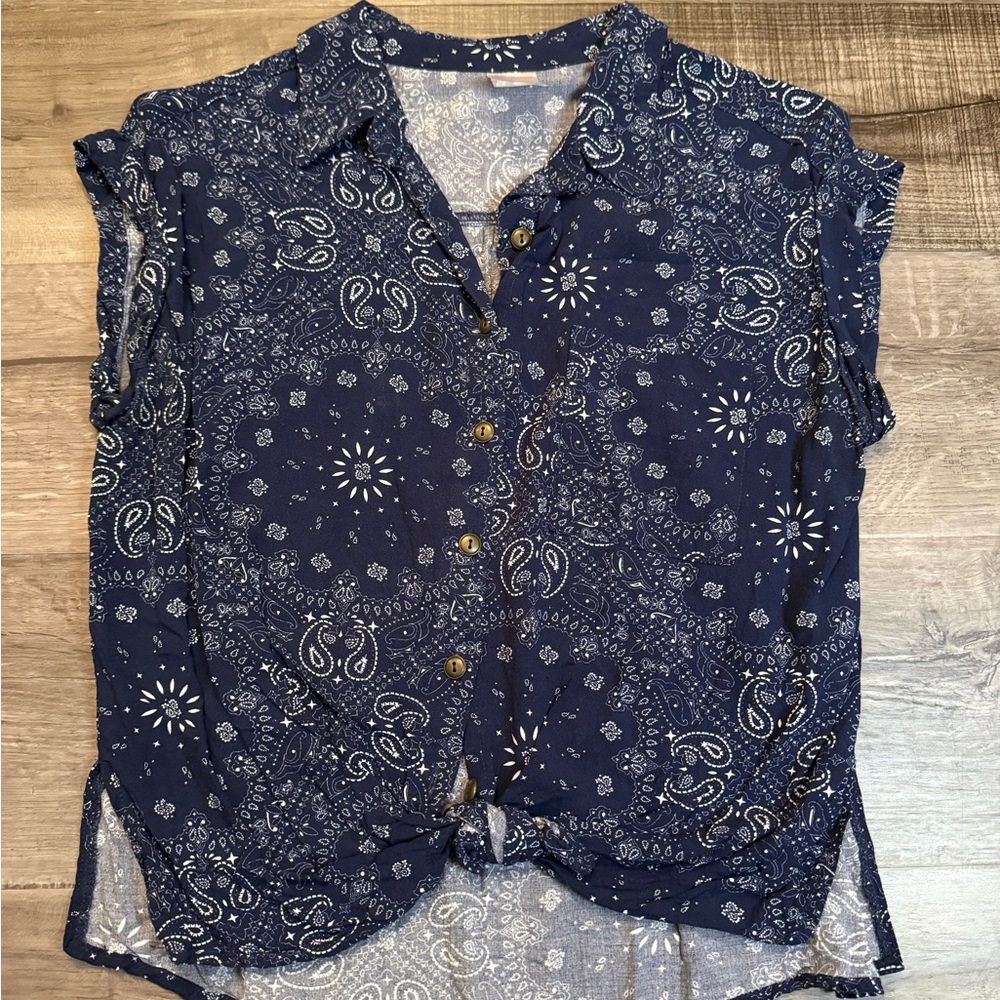 No Boundaries Navy Paisley Button-Down Shirt